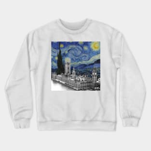 The Starry Night by Vincent Van Gogh and London (Big Ben and Westminster Palace) Crewneck Sweatshirt